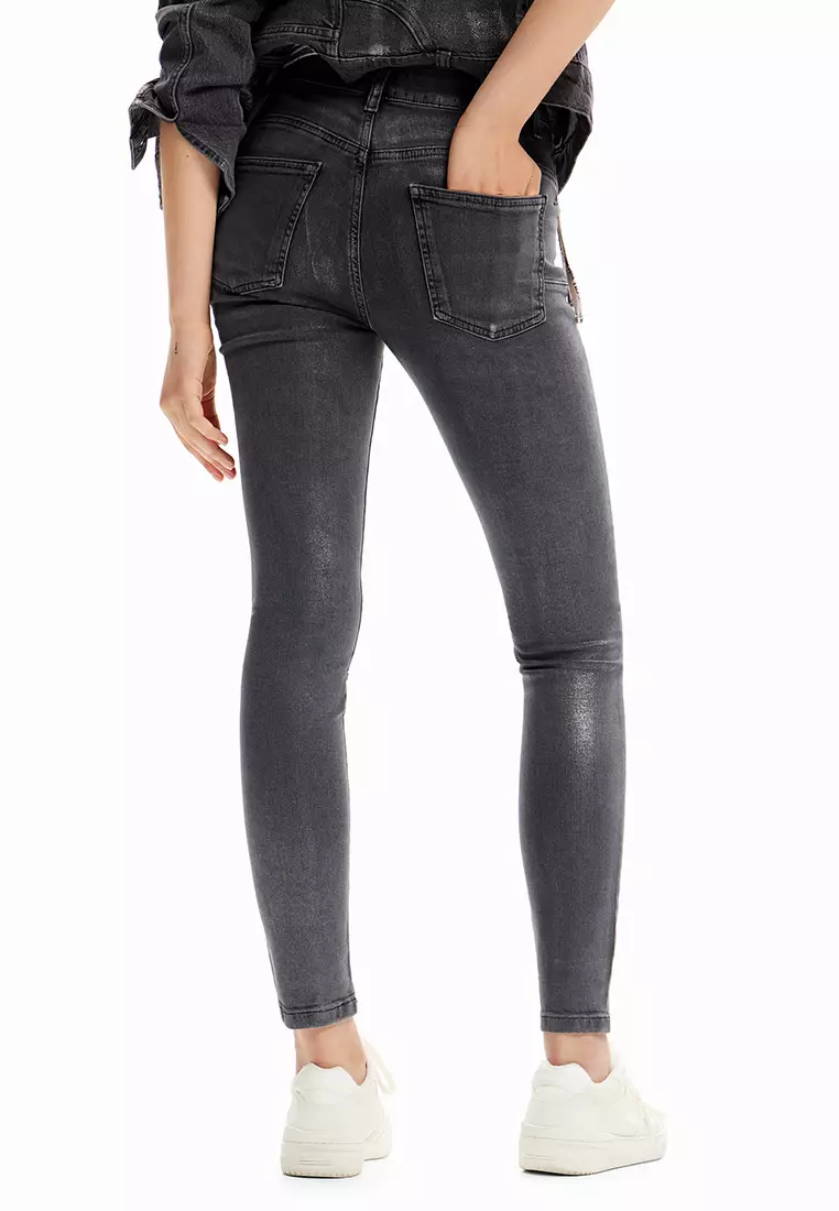 Desigual Woman Metallic push-up skinny jeans.