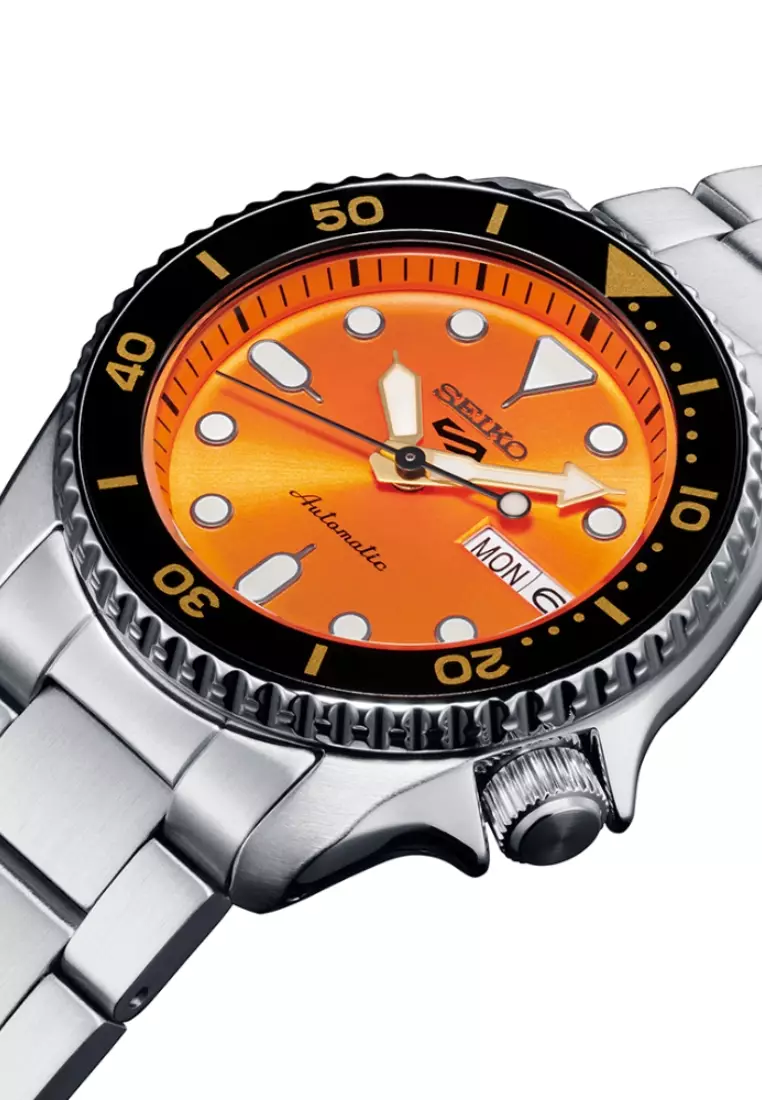 精工 5 Sports SKX 系列「Midi」橘色 38 毫米自動腕錶 SRPK35K1