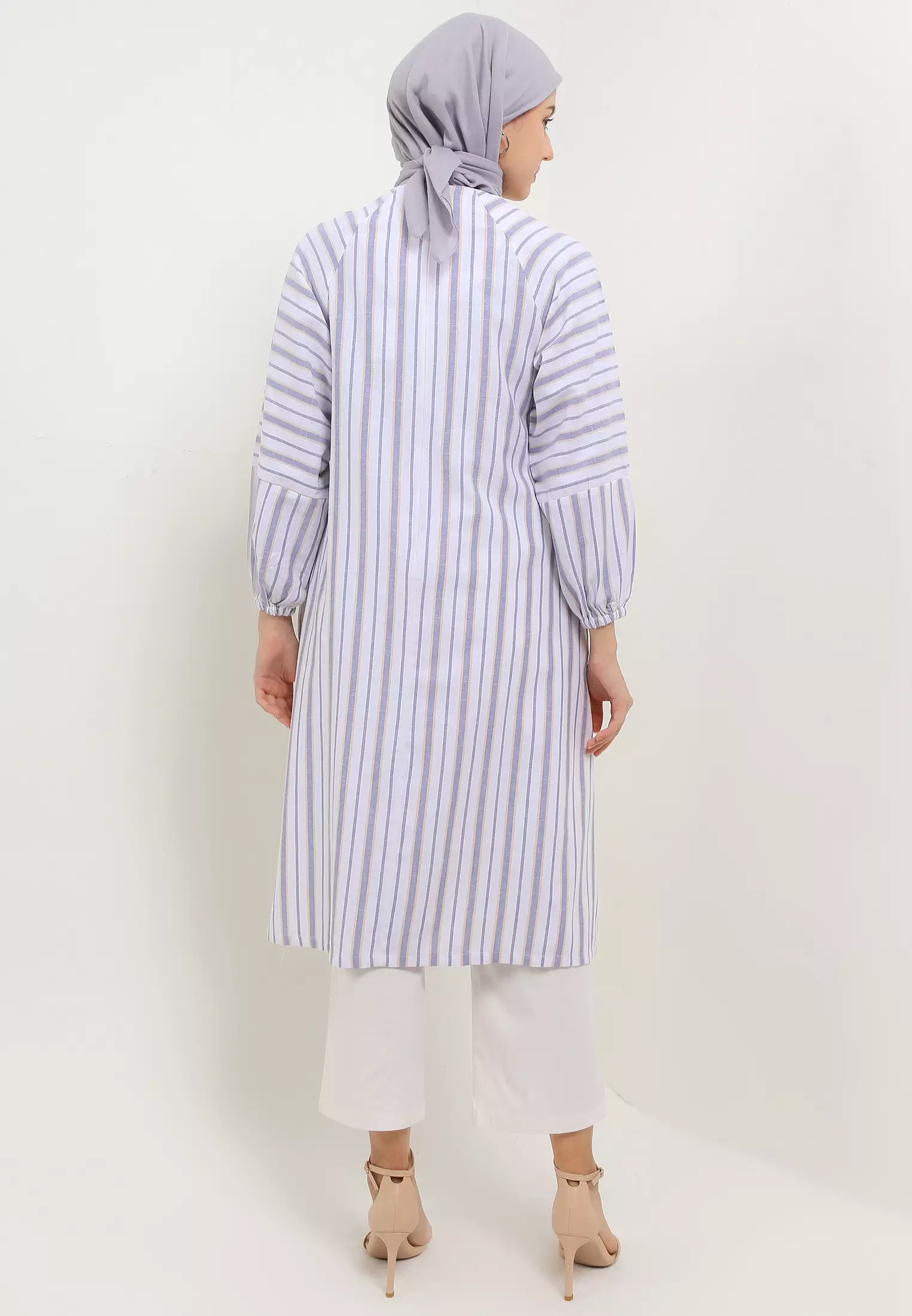 MFMW Ezquan Midi Dress Biru Motif Salur