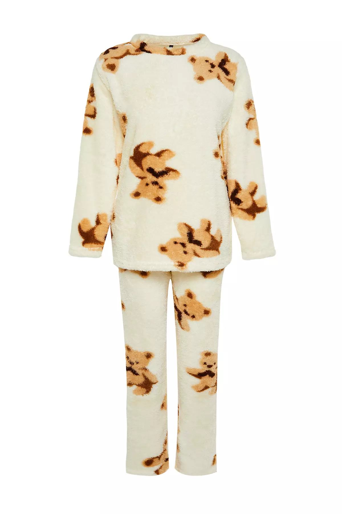 Ecru Multied Teddy Bear Wellsoft Winter Knitted Pajamas Set