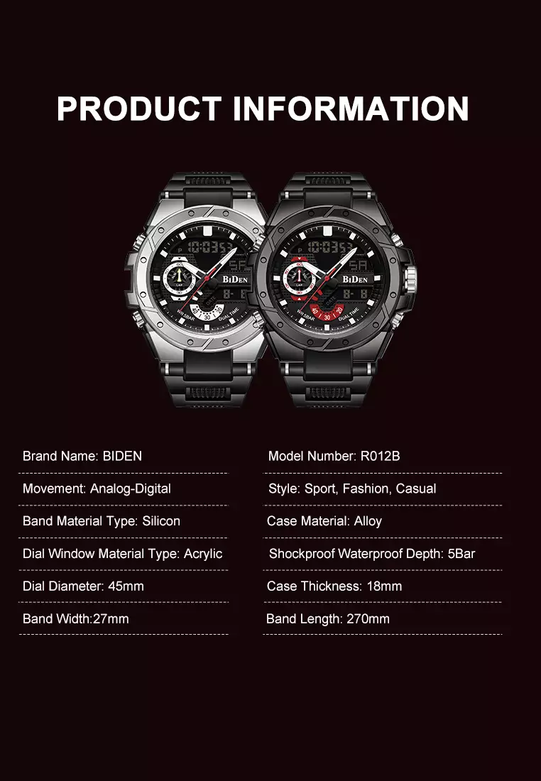 Jam Tangan Pria Anti Air Original Olahraga Digital&Analog Pria Multifungsi Tali Silikon Bercahaya Jam Tangan Cowok