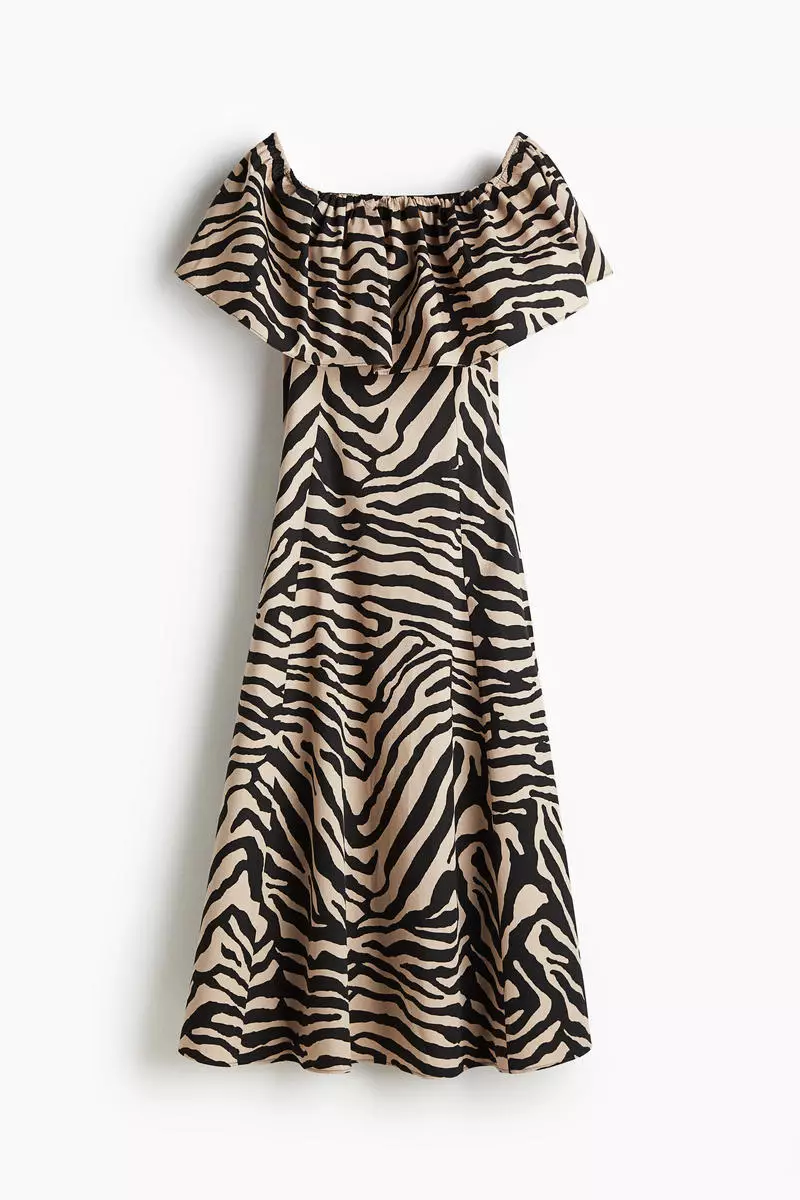 Flounced off-the-shoulder dress