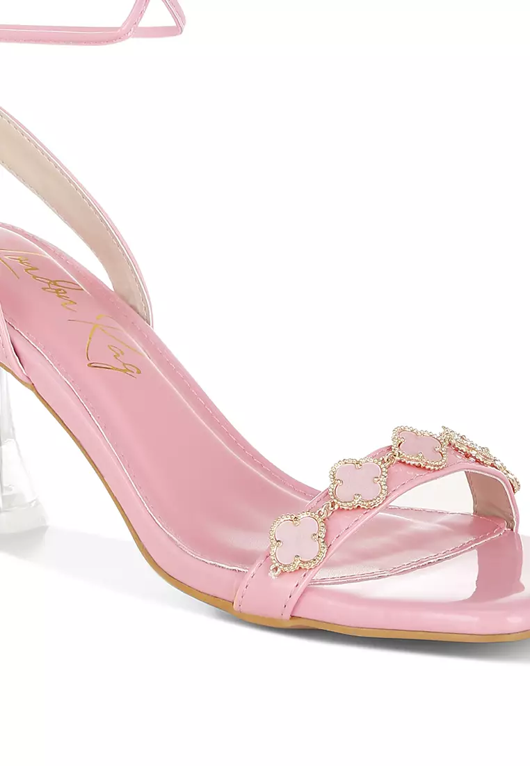 Charm Detail Spool Heels In Pink
