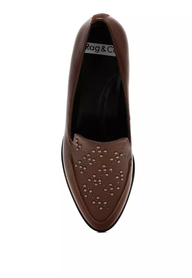 Sepatu Loafer Kulit Asli Bertabur Warna Coklat