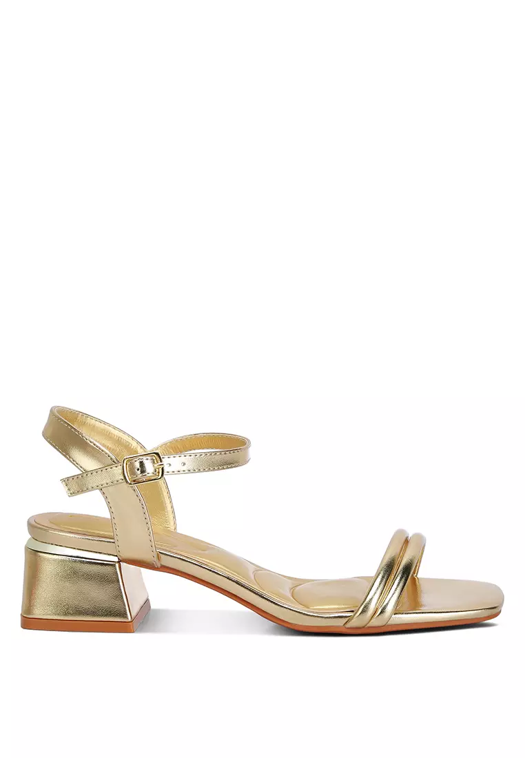 Discount on London Rag  shoes - SKU: Gold Metallic Strap Block Heels