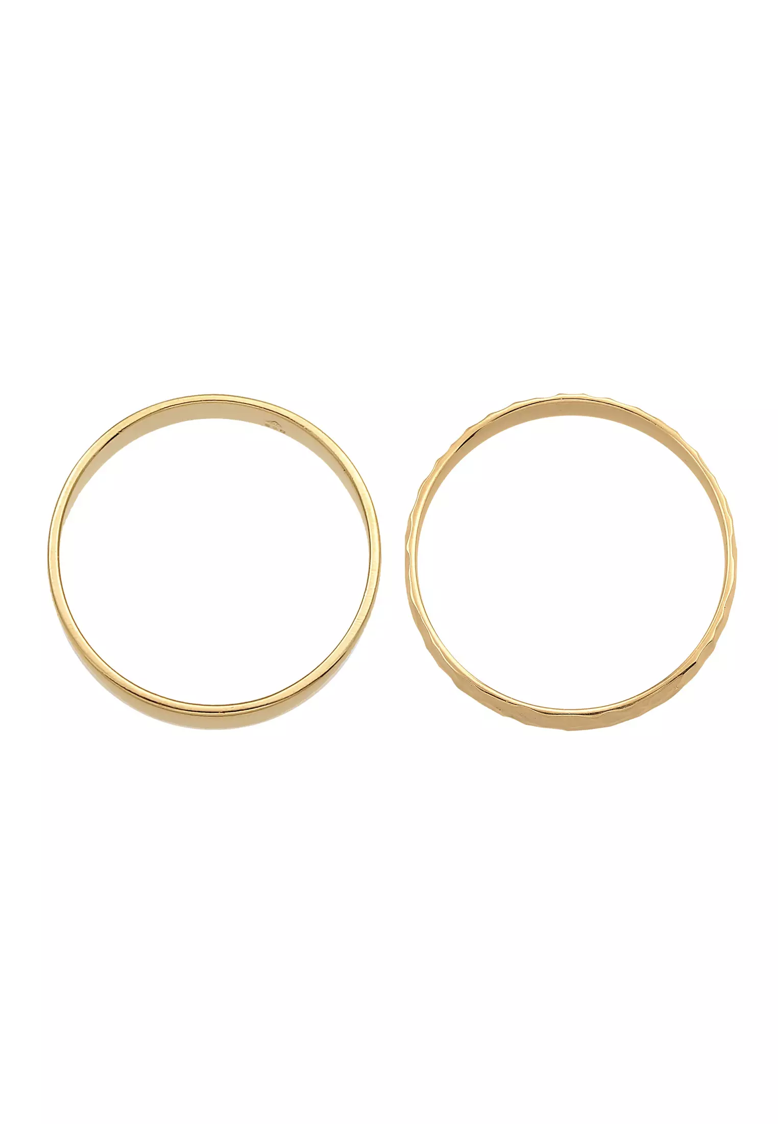 Ring Men Band Set Basic Hammered Gold Plated