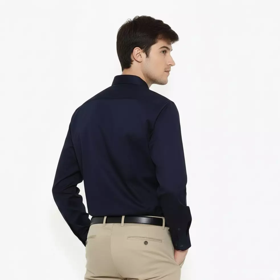 Lawell Kemeja Pria Slim Fit Polos Lengan Panjang CASA | Katun Premium | Warna Navy