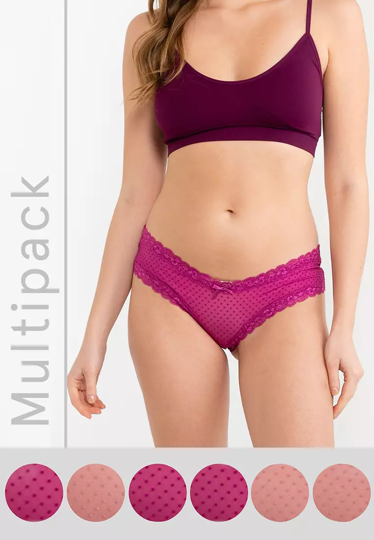 Buy Hunkemoller 3-pack V-shape brasilian flock dot Panties in Wild Aster  2024 Online