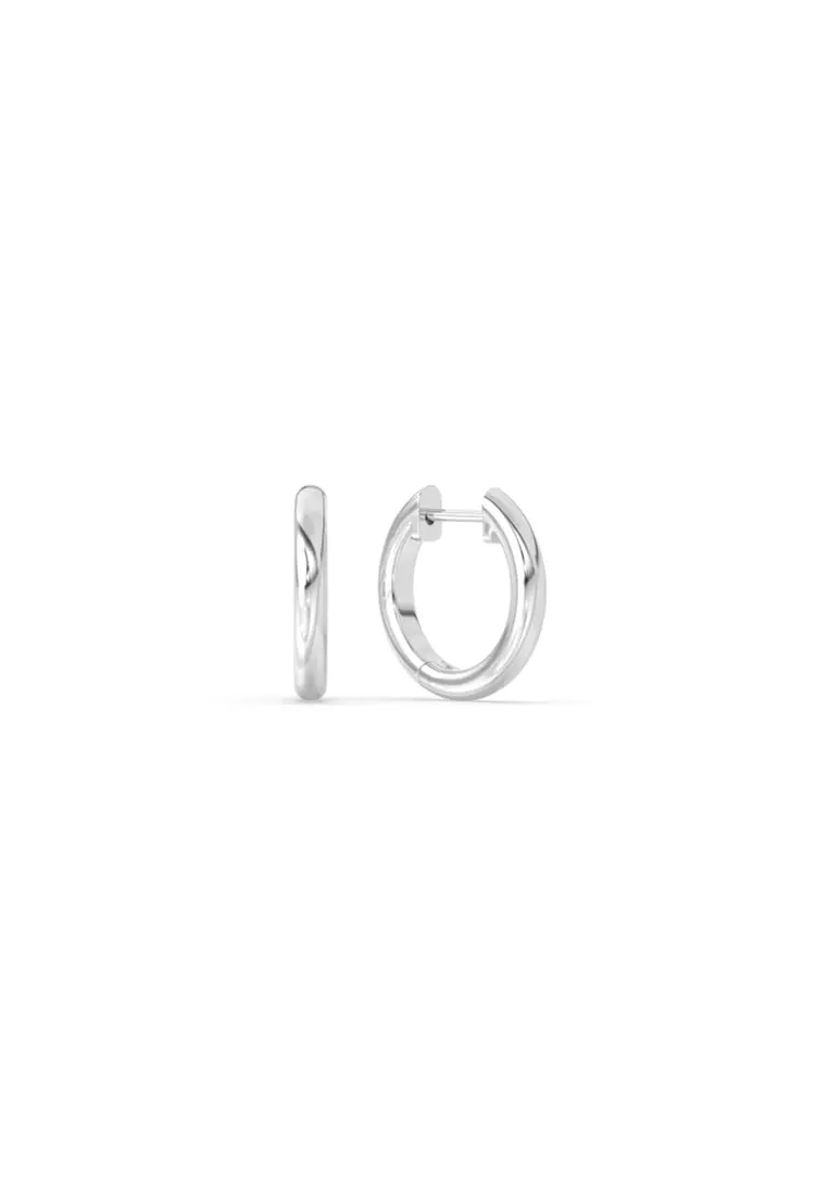 Minimalist Multiway Lab Grown Diamond Mini Hoop Earrings with Round Drop in 14K White Gold D/E-VVS/VS (0.73 TDW)