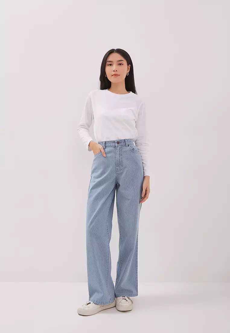 DUST Celana Baggy High Loose Jeans Lunara Light Blue (D.39126)
