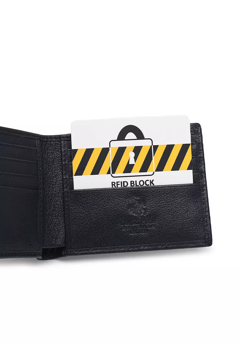 Men's Genuine Leather RFID Blocking Fortune Wallet (Genuine 皮具錢包) - 蓝色