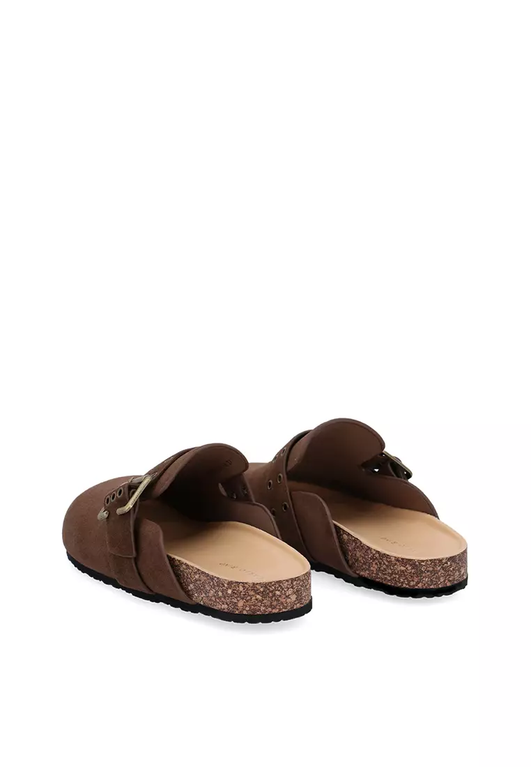 Dark Brown Meadow Buckled Mules