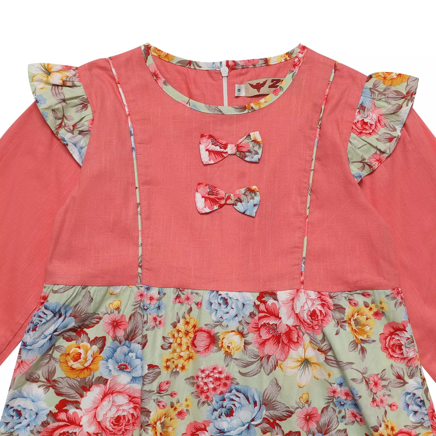 Baju Gamis Anak Perempuan Bunga 2 Pita Salem - BLESS