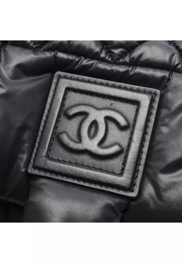 Pre-Loved Chanel coco coon Handbag Nylon leather black silver hardware