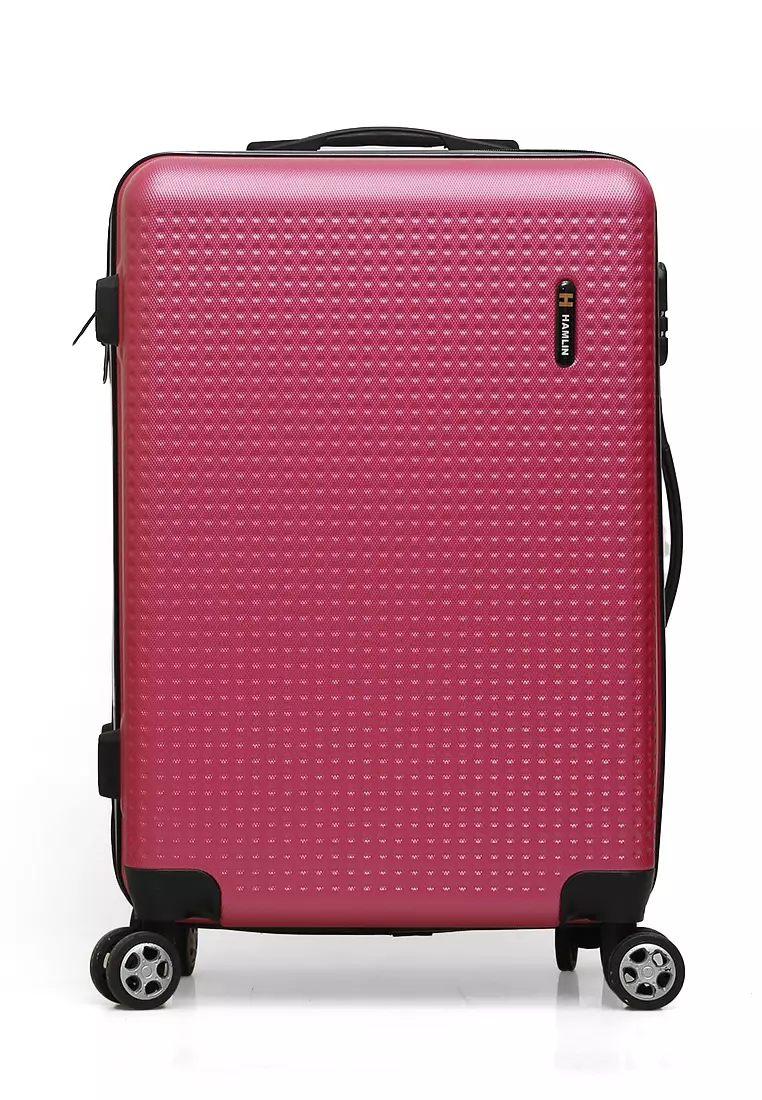 Isvara Tas Koper Hardcase One Set Unisex Large Compartment Suitcase Code Lock System Material ABS+PVC Coated ORIGINAL - Red Pink