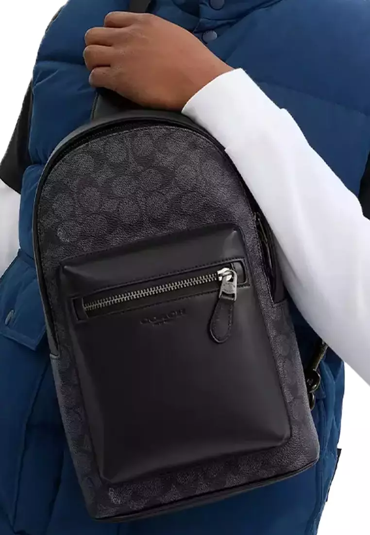 West 男士斜挎包黑灰色CV924