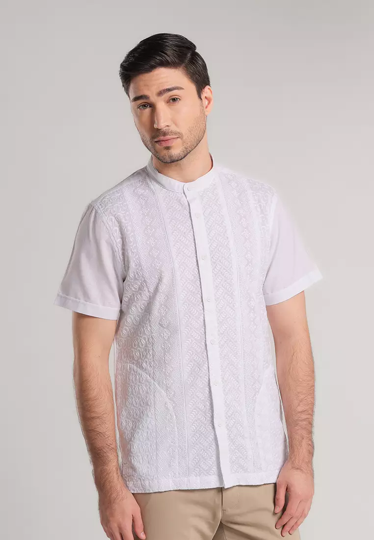 MOC Kemeja Shanghai Lengan Pendek Pria Faisal - White