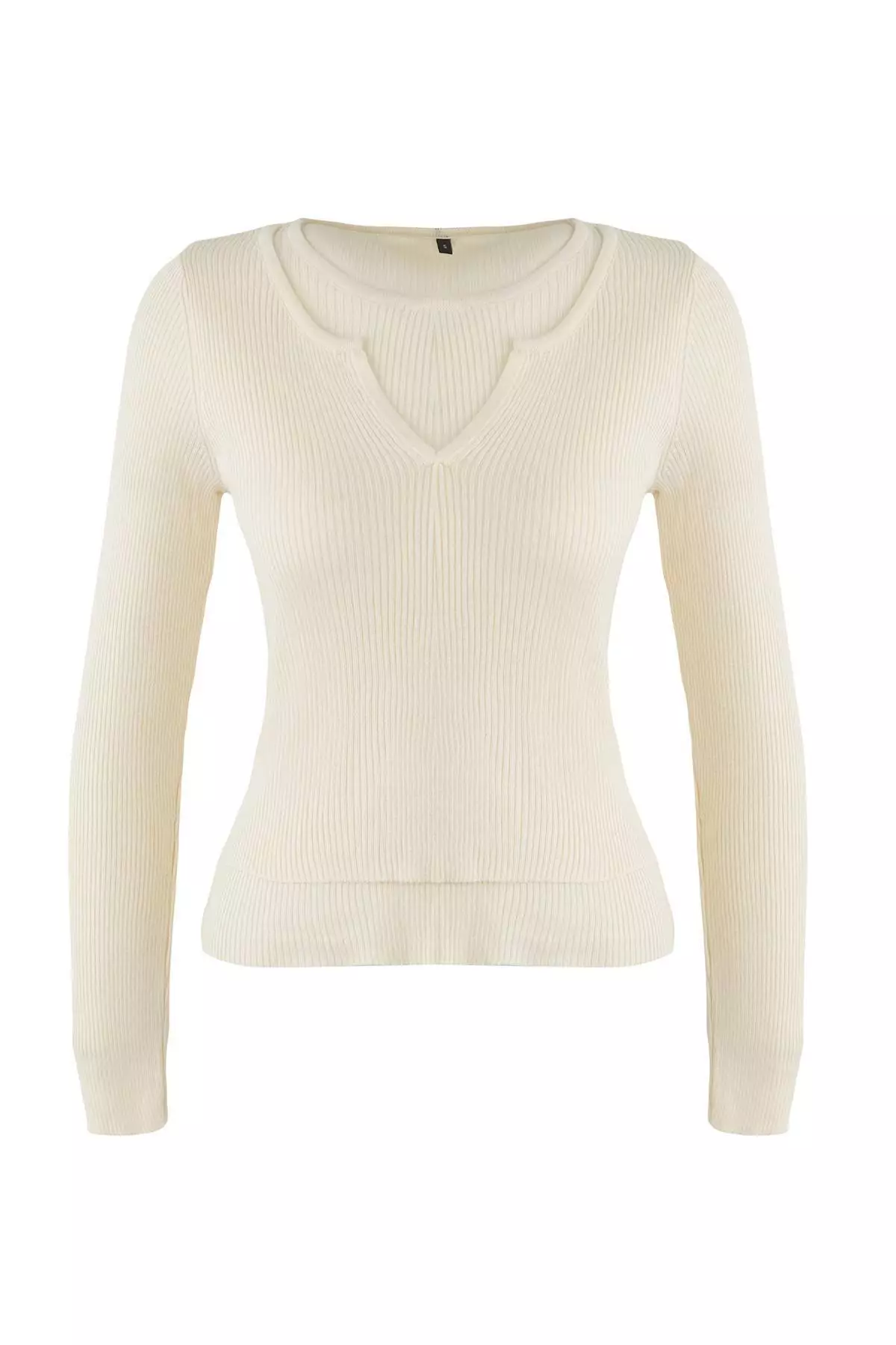 Wardrobe Essentials Ecru Interlocking Look Knitwear Blouse-Sweater |
