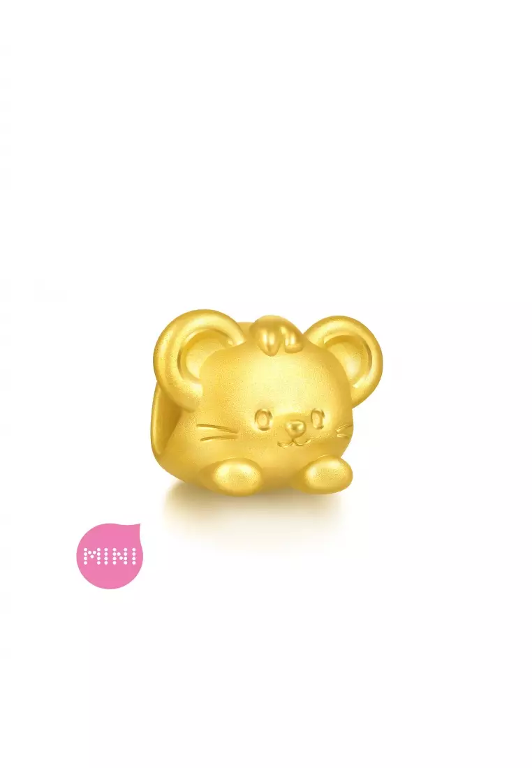 999 24K Gold Chinese Zodiac Rat charm  for Women & Men  95959C  (Bracelet not included)