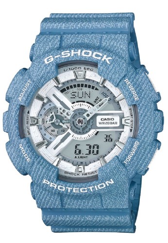 Casio G-Shock GA-110DC-2A7 Jam Tangan Pria Rubber Strap Biru Kombinasi Putih