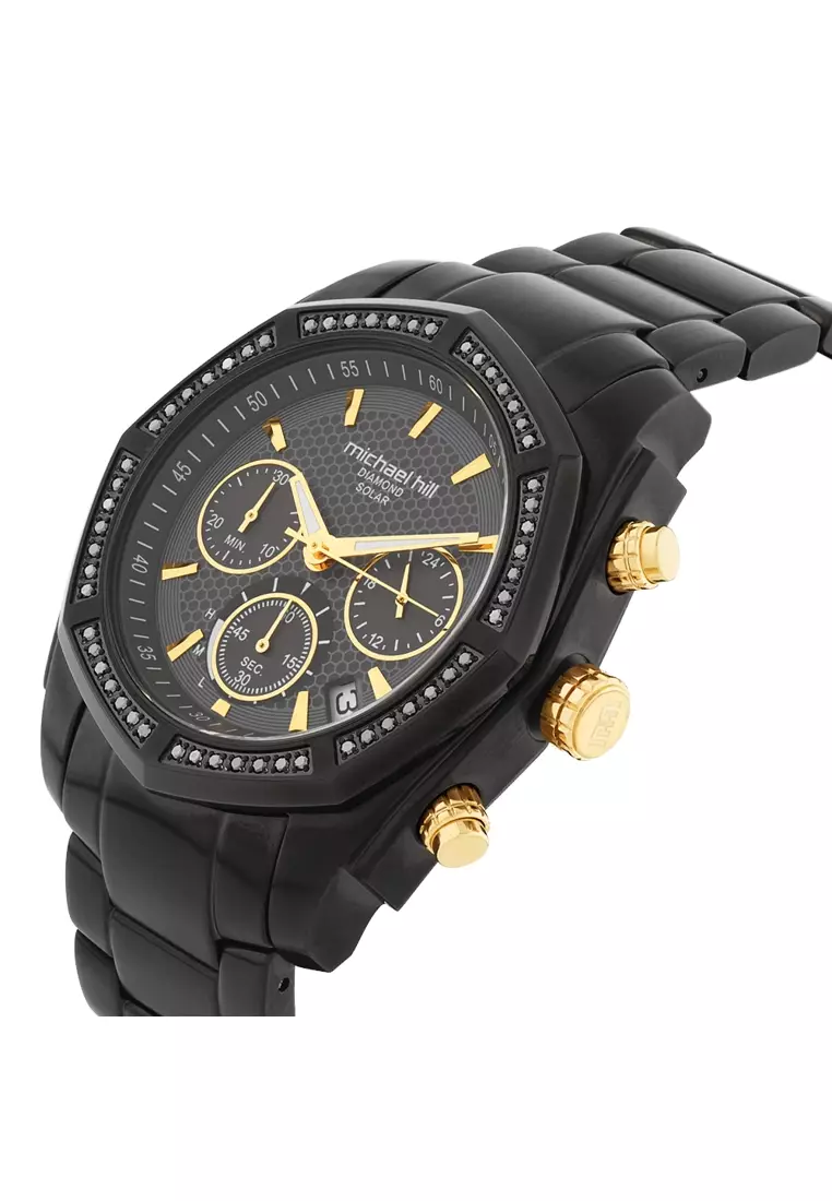 Buy Michael Hill Men s Solar Chronograph Watch with 1 2 Carat TW