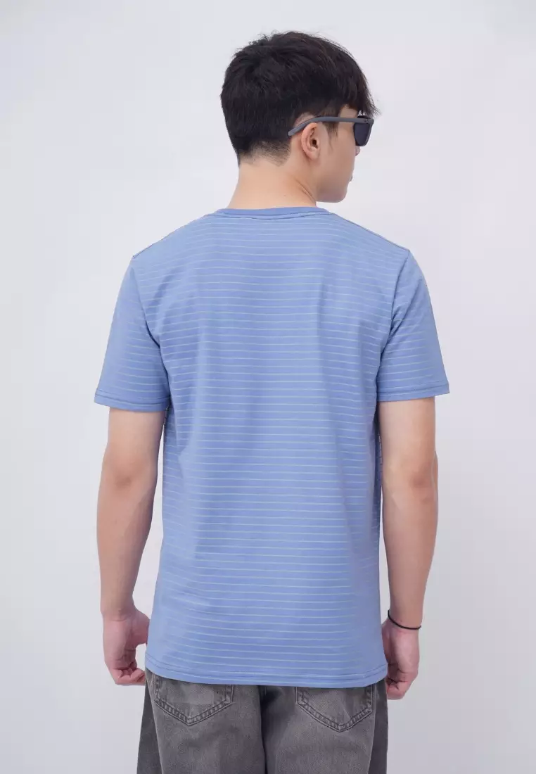 Ryusei Kaos Pria Kitagawa Stripe Blue Denim