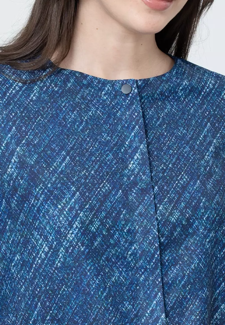 Immarra Hatching Printed Top with 3/4" Sleeves