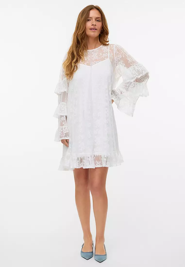 Long Sleeves Lace Jersey Dress