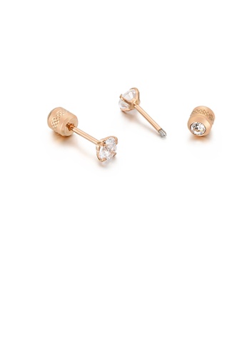 Glamorousky white Simple and Exquisite Plated Rose Gold Geometric Cubic Zirconia 316L Stainless Steel Stud Earrings 1E74FAC7DCCA55GS_1