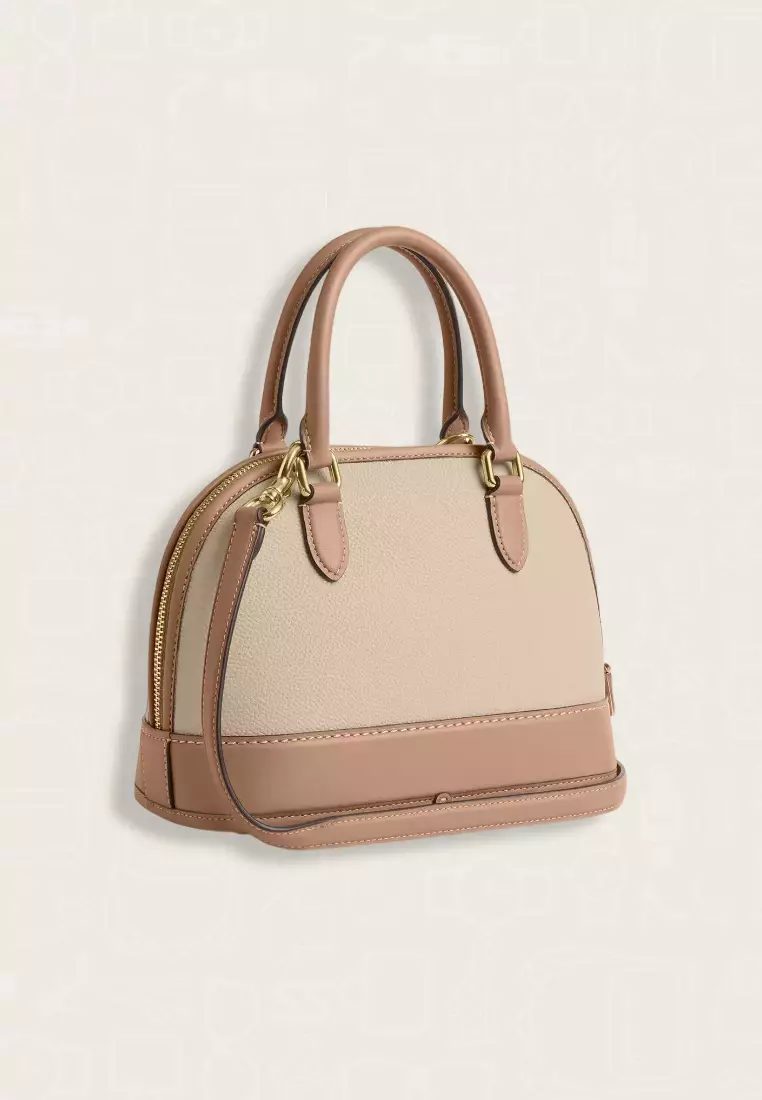 Coach Sabrina Satchel Bag In Colorblock Ivory Taupe