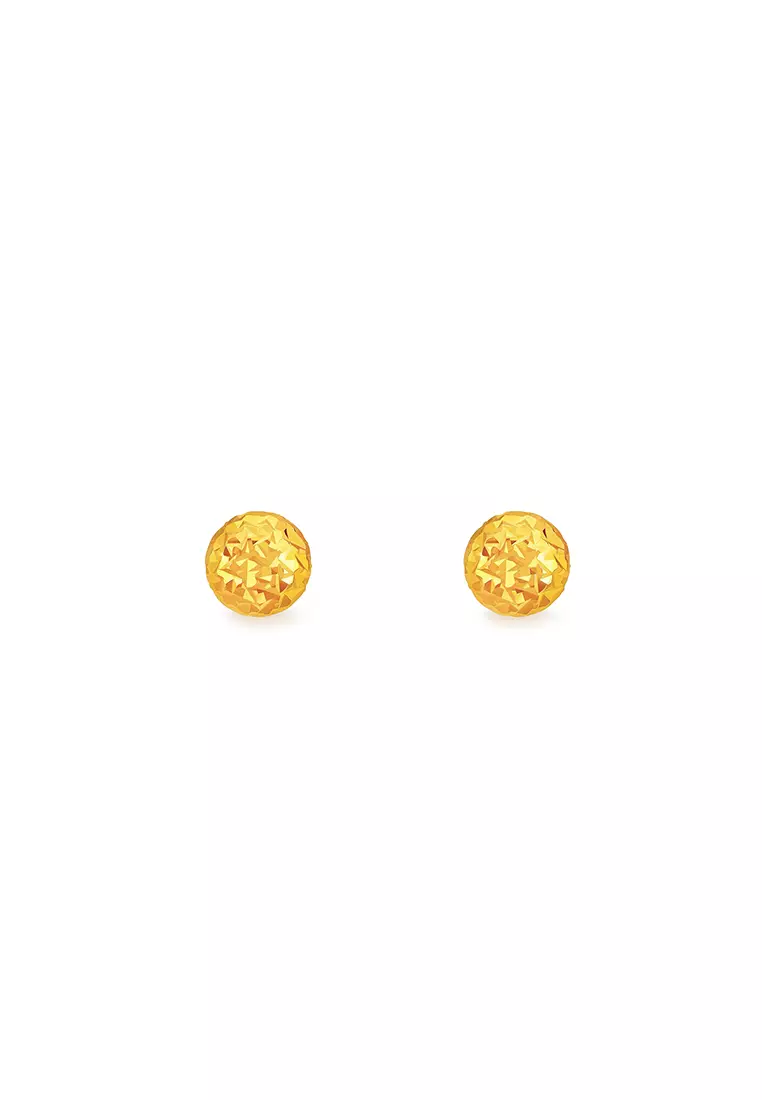 916/22K Gold Hemisphere Earrings S101B