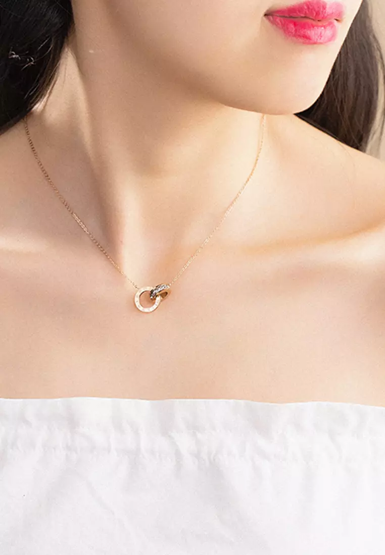 Athena 羅馬數字雙環項鍊（玫瑰金）