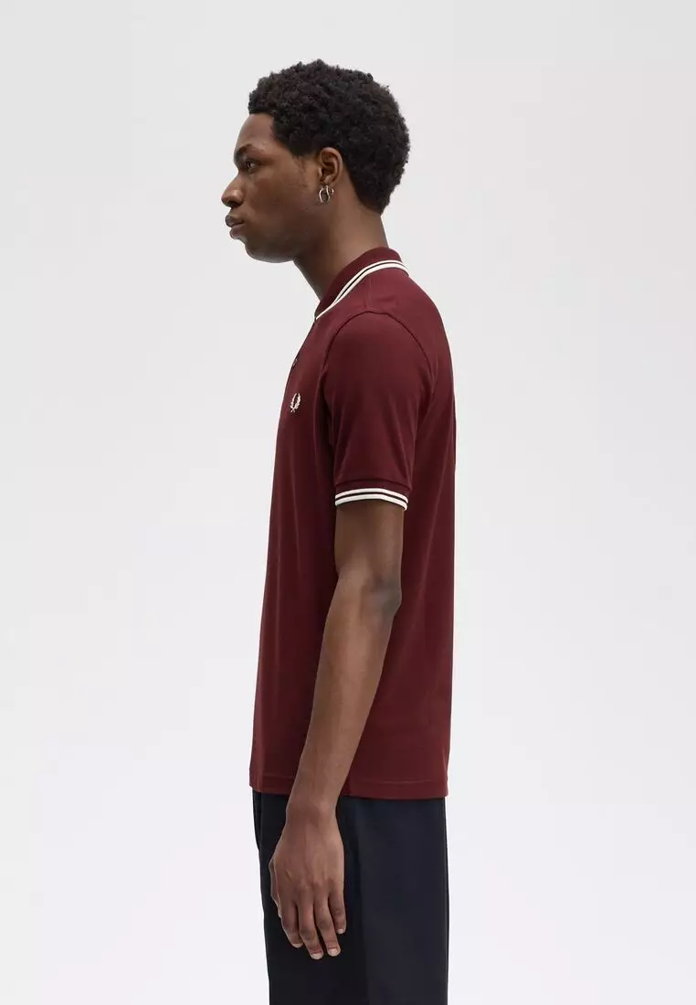 Fred Perry M3600 Twin Tipped Fred Perry Shirt (Oxblood / Ecru / Ecru)