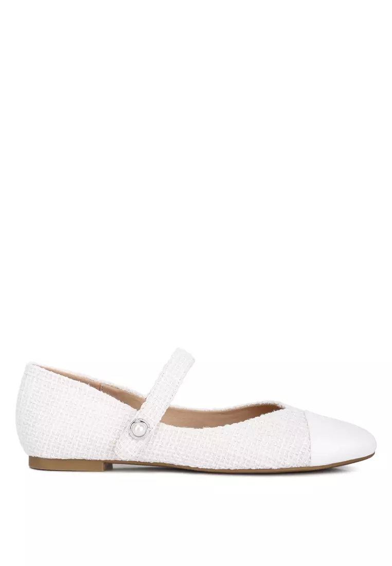 Discount on London Rag  shoes - SKU: White Patent Toe Cap Satin Mary Jane