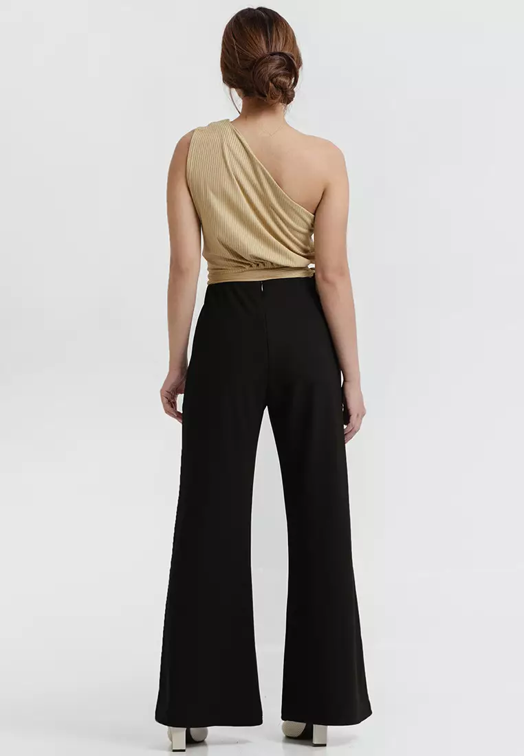Waist Tie One Shoulder Top in Mustard