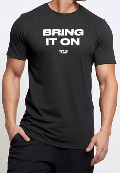 MS195 kaos olahraga gym pria tangan pendek lari running jogging bring it on dateng abu tua