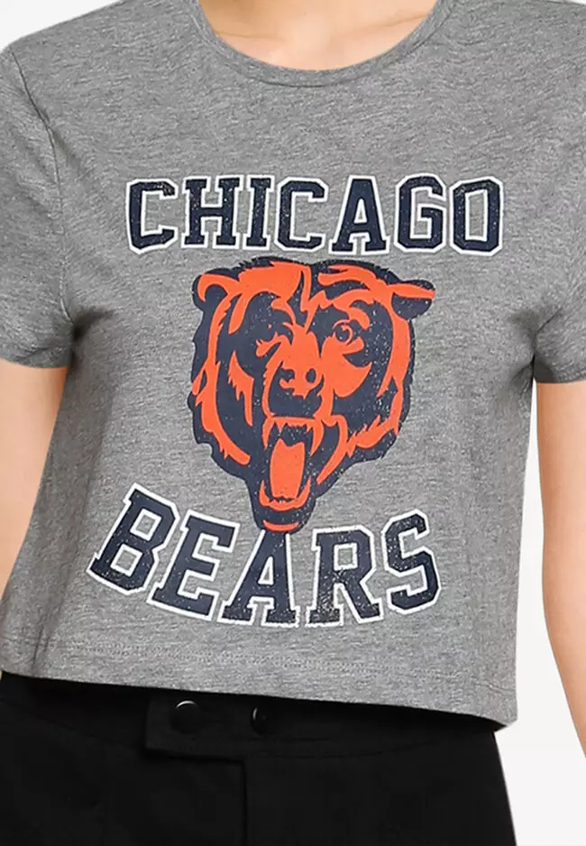 Noisy May Pale Grey Chicago Bears Crop Logo T-Shirt