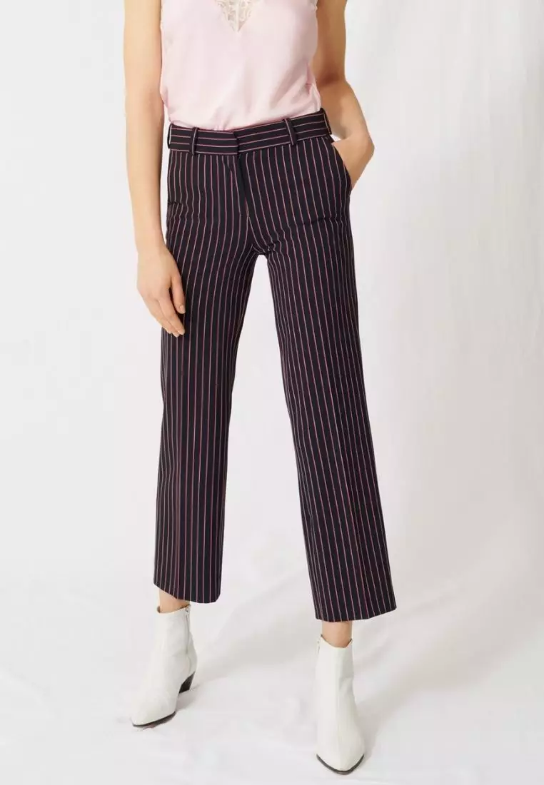 White discount striped trousers