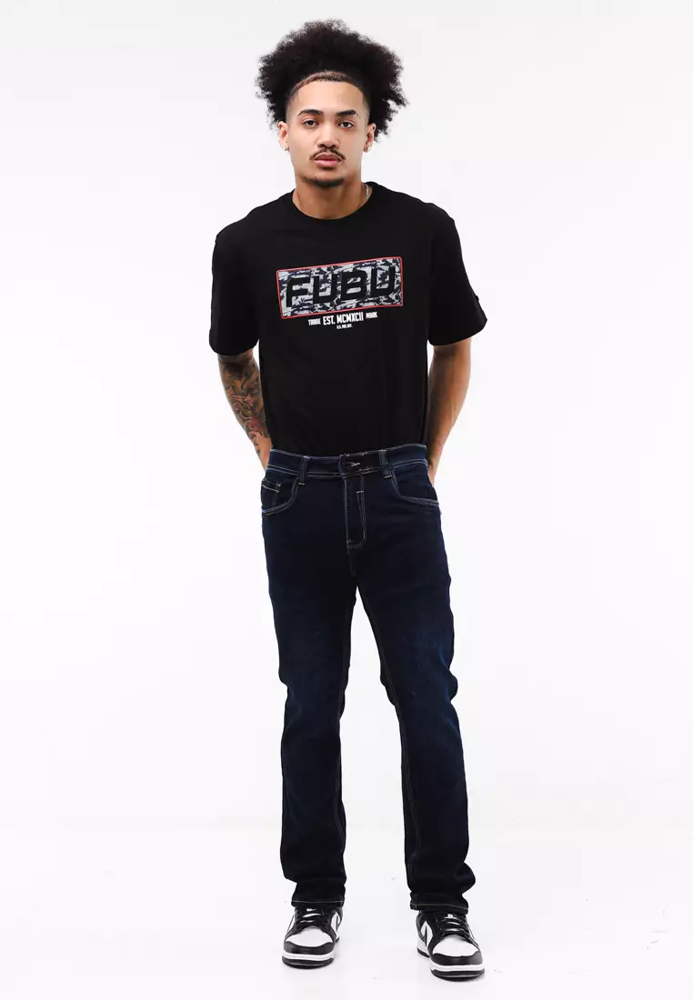 Denim Long Pants Slim Tapered Fit Stretch