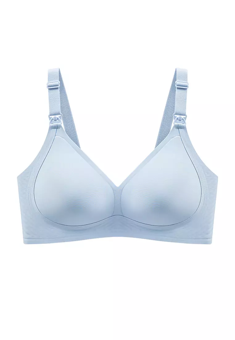 Light Blue 3D Water Drop Cup Antibacterial Seamless Nursing Bra