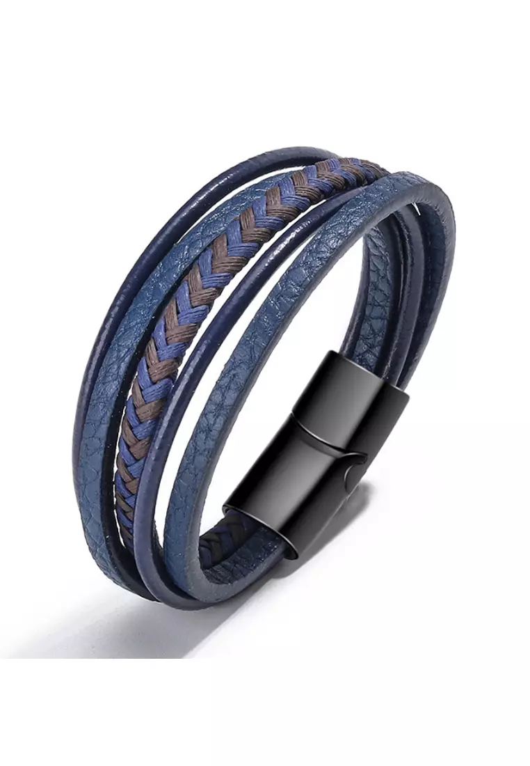 Mens leather bracelet with beads shop