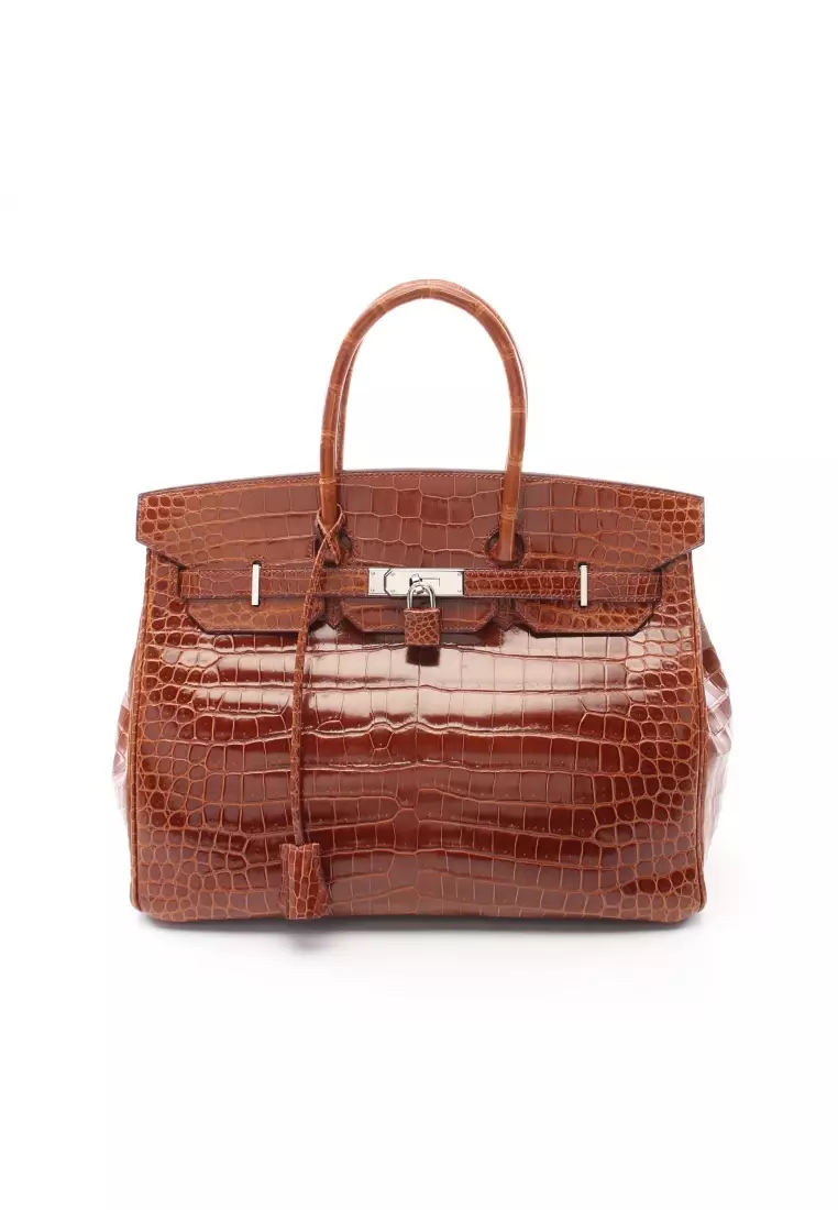 Barbie Chic! HERMES BIRKIN BAG PINK Croc with silver 35cm