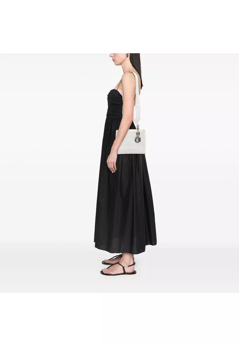 Pre-Loved Dior Medium Embroidered Canvas Cannage Lady D Lite
