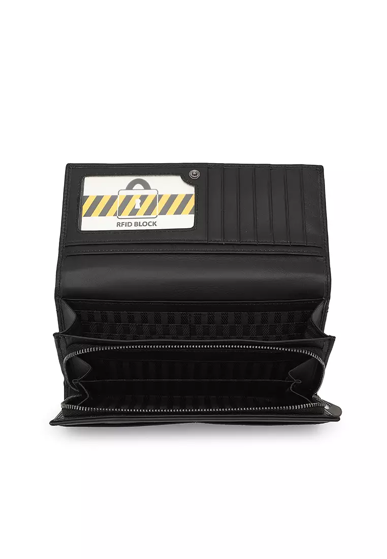 Unisex Genuine Leather RFID Blocking Wallet - Black