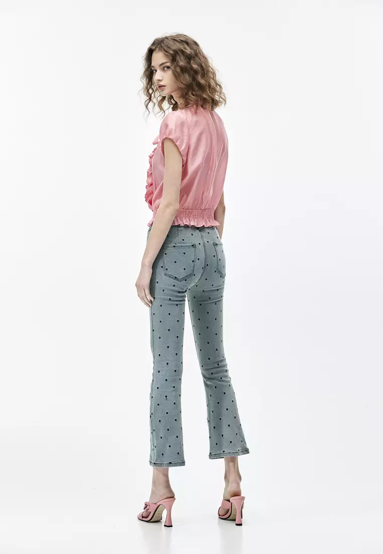 Polka Dot Boot Leg Jeans