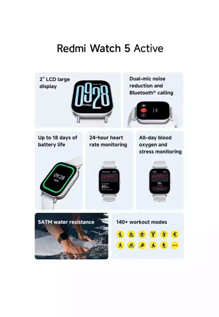 smartwatch xiaomi redmi watch 5 active preto características