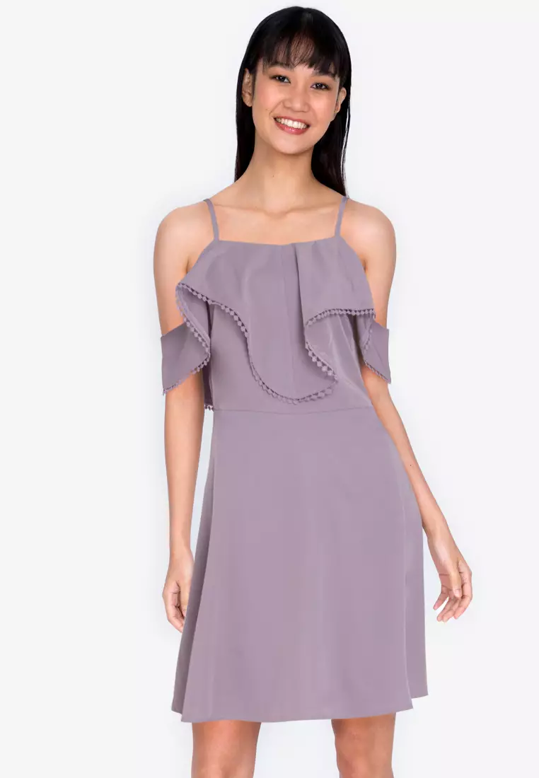 Open shoulder hotsell flounce flare dress