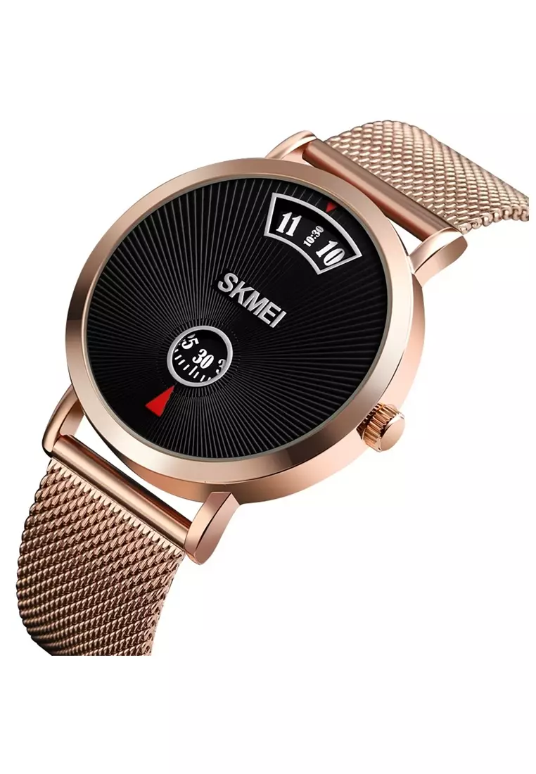 Jam Tangan Casual Analog Pria Waterproof Strap Tali Material Stainless Steel EI89 ORIGINAL