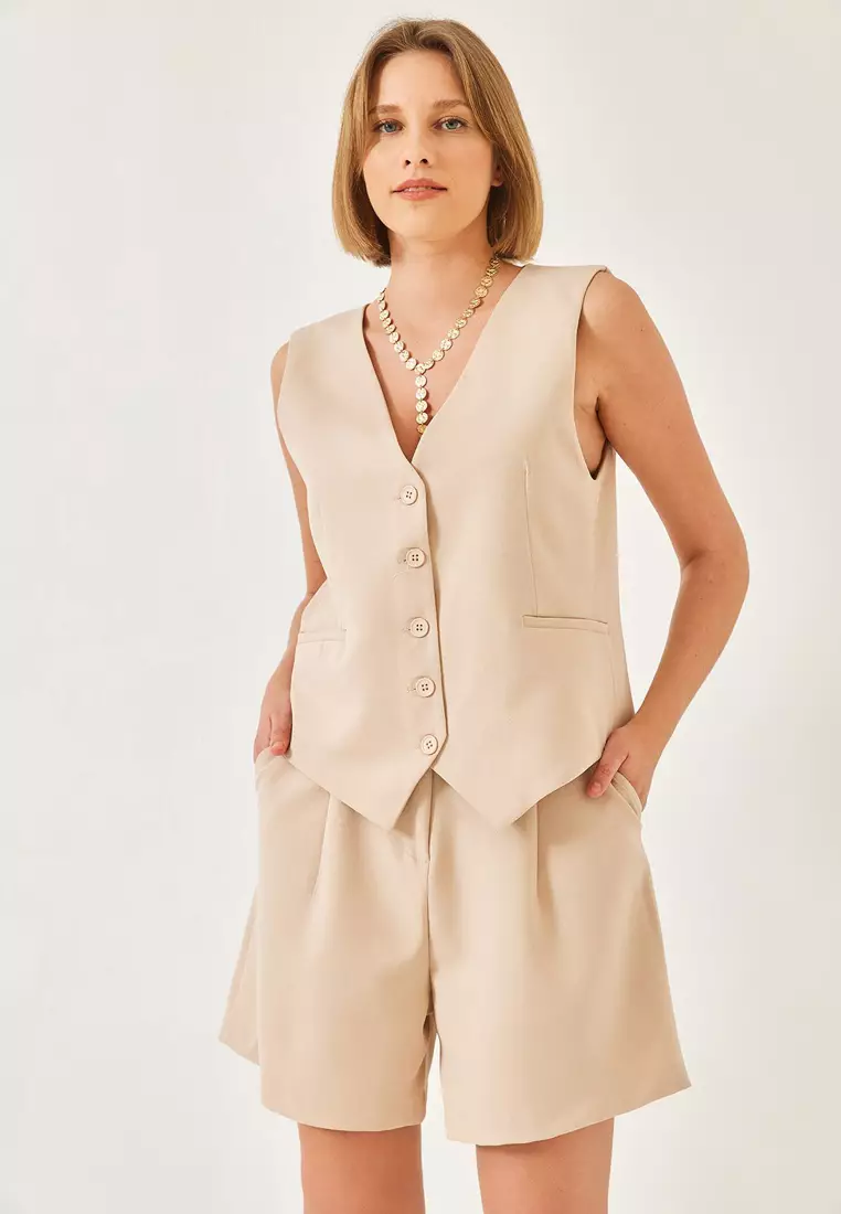 Women's V-Neck Vest Shorts Set 60316 60271017