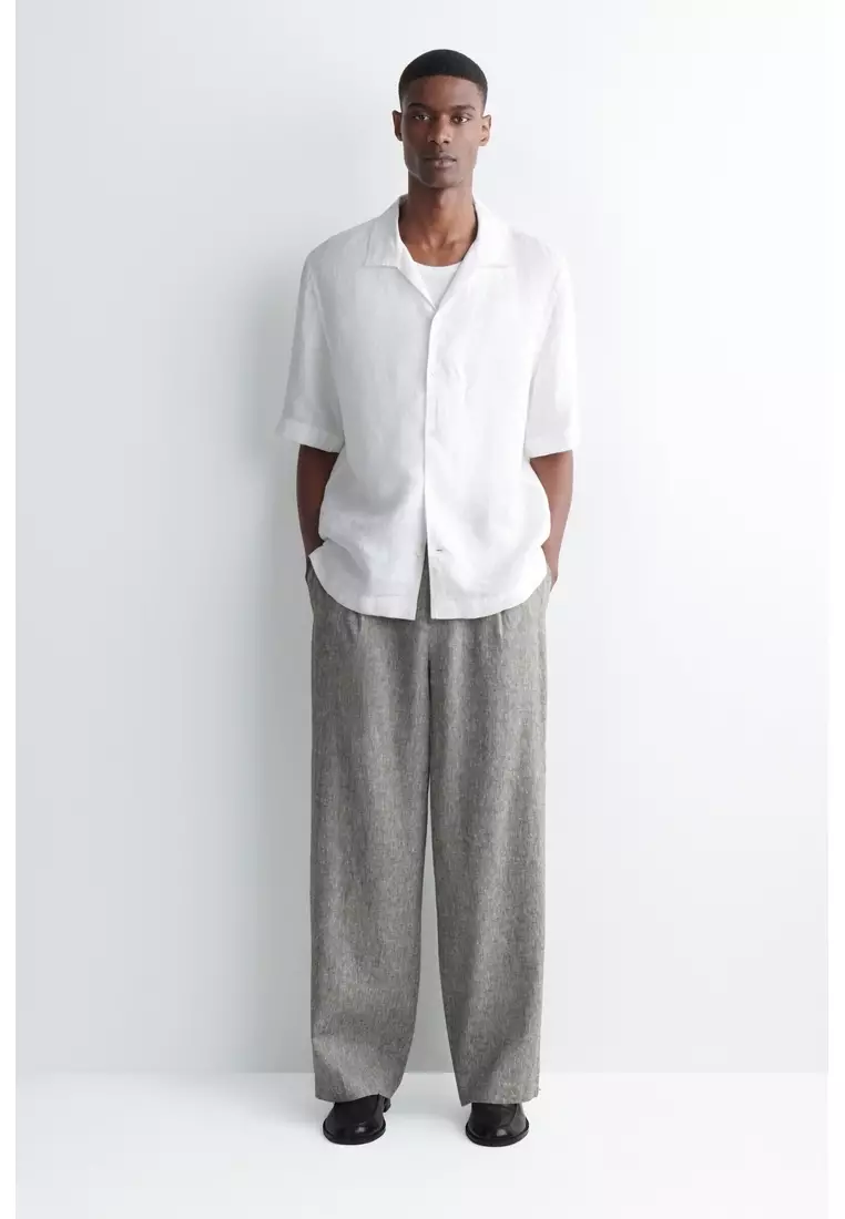 CAMP-COLLAR SHORT-SLEEVED LINEN SHIRT
